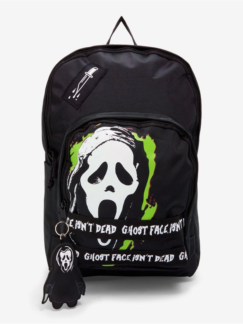 Black Ghost Face Glow in the Dark Graphic Backpack- New